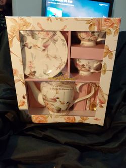7pc Tea Pot Tea Set Song Bird Magnolia Garden Fine Porcelain
