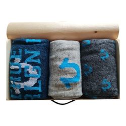 True Religion Brand Jeans Men 3 Pk Crew Socks Shoe Size 8-12.5 Gray & Blue