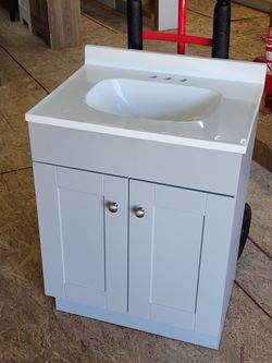 BRAND NEW Dover 24-in Light Gray Single Sink Bathroom Vanity with White Cultured Marble Top