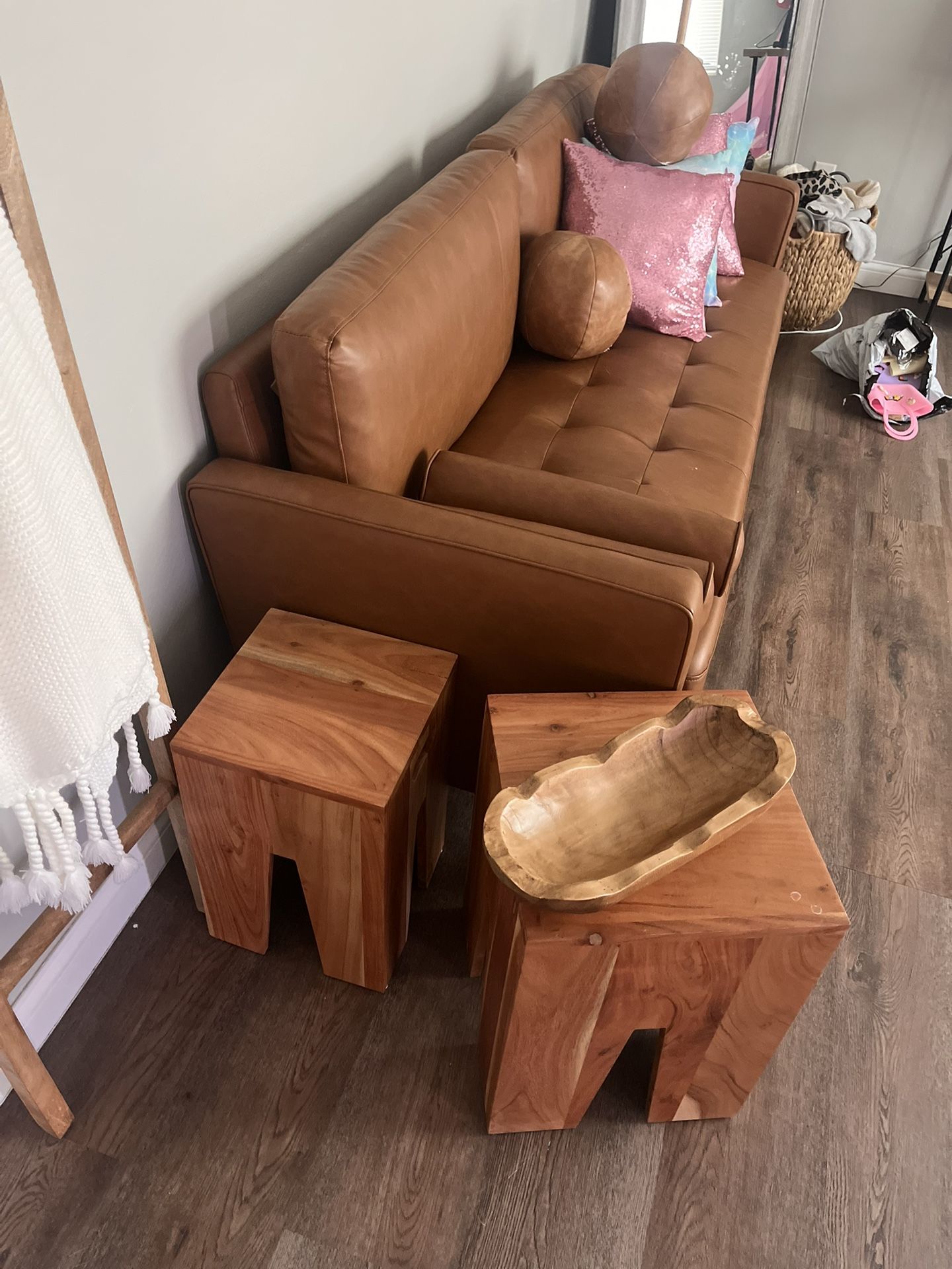 Brown Leather Sofa NEW
