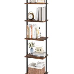 HOOBRO DIY Ladder Shelf, 6-Tier Wooden Wall Mounted Bookshelf,  $25
