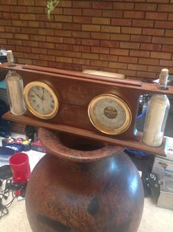Brass Barometer and Clock