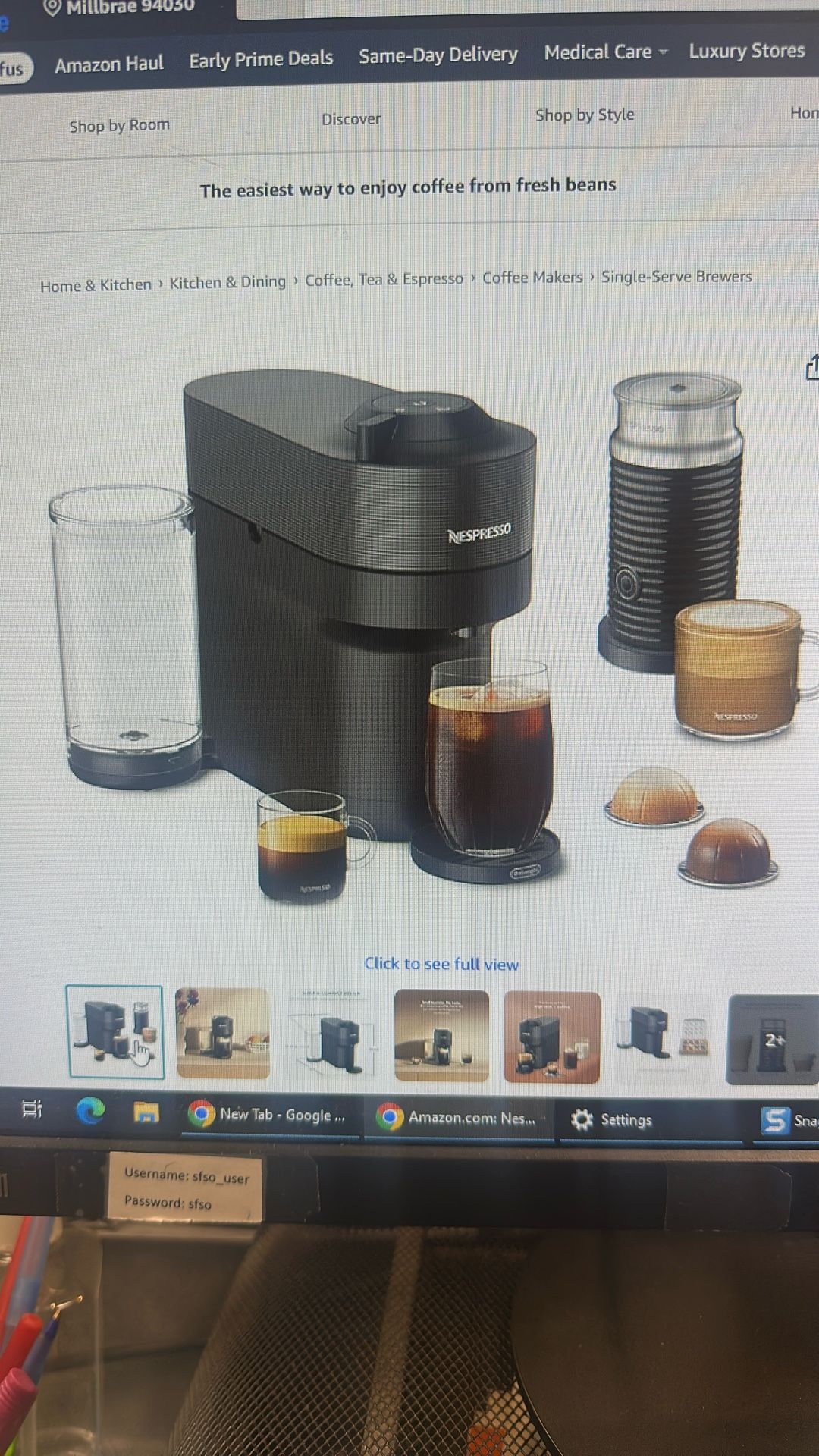 Nespresso machine With milk Frother And Acrylic POD Organizer