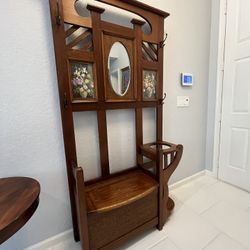 Hall Tree with Mirror & Storage Coat Hanger