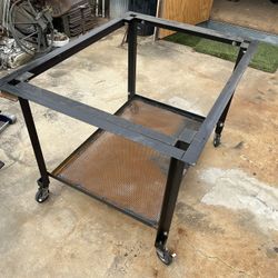 Metal Table With Utility Cart with Wheels