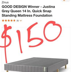 Zinus- Justina Grey Queen 14 In. 