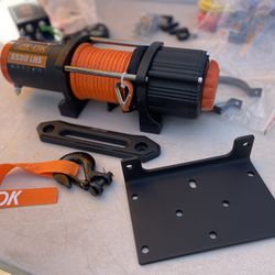 AC-DK 5500 lb ATV/UTV Winch Synthetic Rope Kits, 12V Winch with Wireless Remote for Off Road Trailer Boat RV Towing Winches, Waterproof Winch with Mou