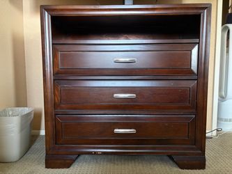 Dark Wood Dresser with Open Shelf