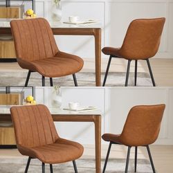 Kitchen Chairs Set 4 Dining Room Chair PU Leather Seat with