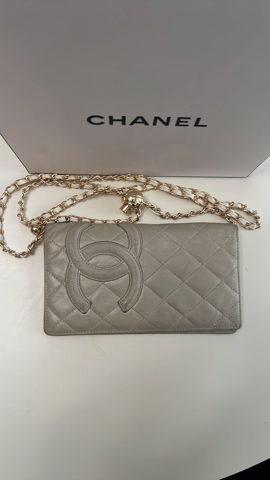 Chanel Cambon Wallet Bone White with Added Chain Bag