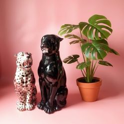 Vintage Large Panther - Sitting Growling MCM Sculpture Statue Postmodern