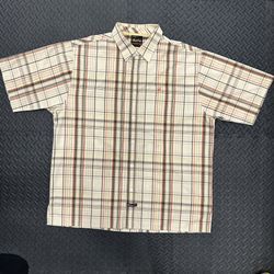 Southpole Shirt Button Up Mens 2XL XXL Beige Plaid Lurex Authentic Collection
