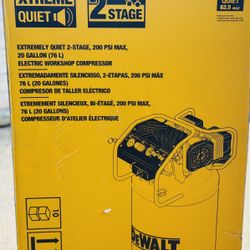DEWALT XTREME Quiet 2 Stage 20-Gallon Portable Electric 200 PSI Vertical Air Compressor