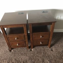 Two End Tables With Drawers & USB Ports 