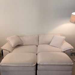 Luxury Cloud-Style Modular Sofa – White Corduroy – Like New