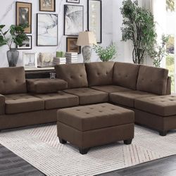 Sofa Sectional + Ottoman Set Multiple Colors - Free Delivery Promo 