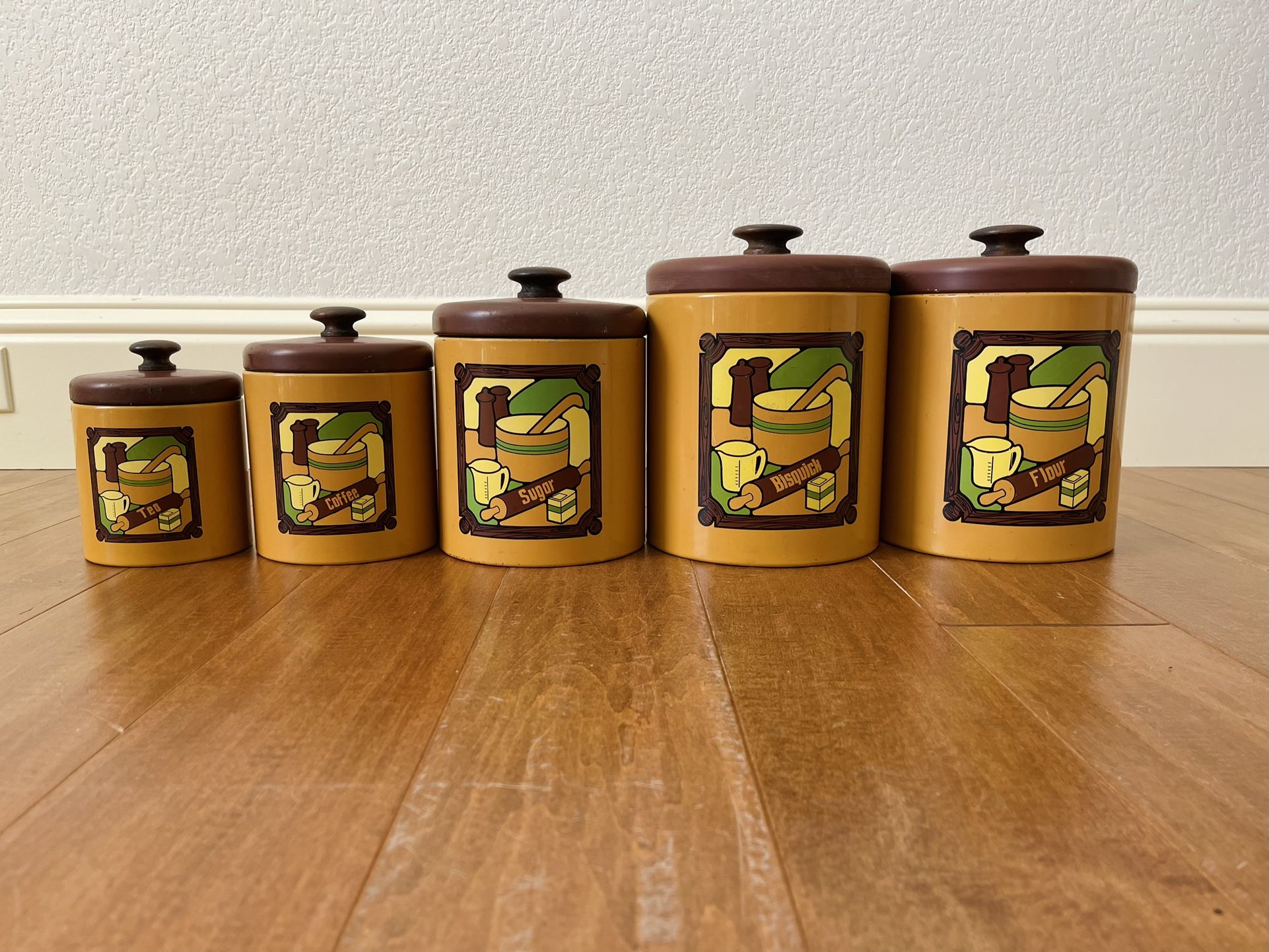 Vintage 1970’s Mid-Century Ransburg Metal Canister Set