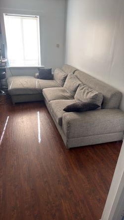 Gray Fabric L-Shaped Sectional Sofa
