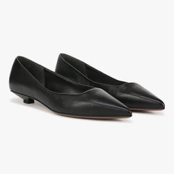Franco Sarto Black Leather Kitten Heels 
