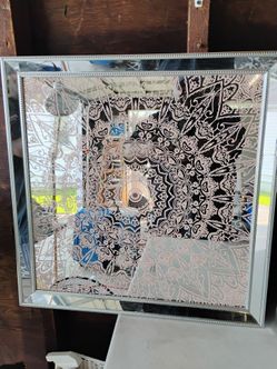 Decorative Wall Mirror with Floral Etched Design
