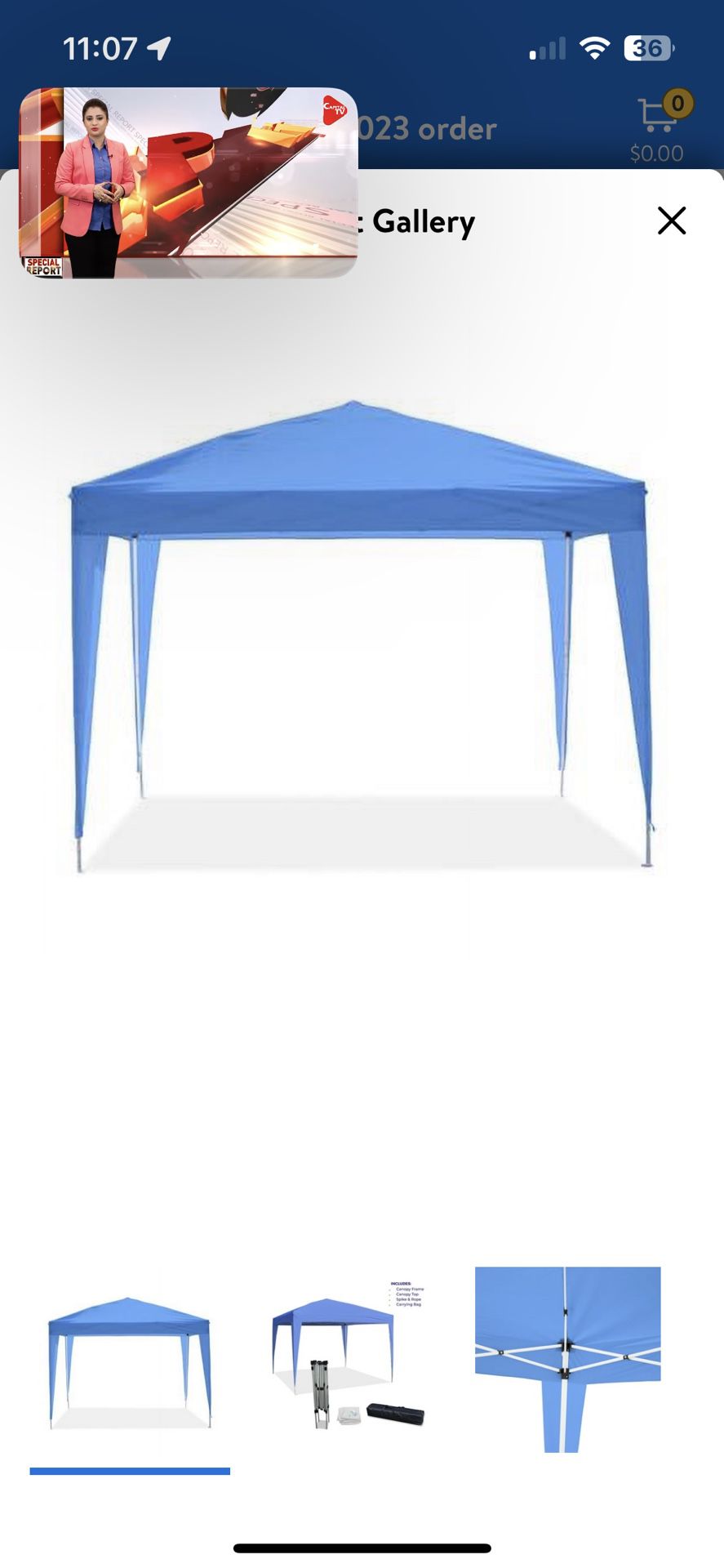 Impact Canopy 10' x 10' Canopy Tent Gazebo with Dressed Legs, Blue