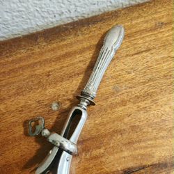 Antique French Silver Handled Manche a Gigot Circa 1890 Leg of Lamb Roast Meat Bone Holder (READ)