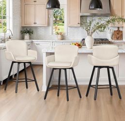 3X Ivory 26” swivel faux leather barstools