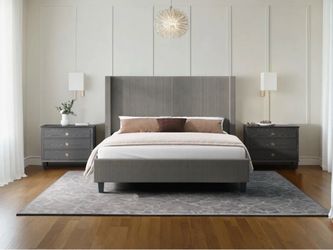 King Upholstered Bed Frame – NEW