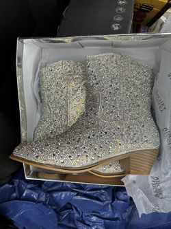 Badgley Mischka Sparkly Cowgirl Boots Kids Cowboy Boots Party Dress Heels for Girls size 5 