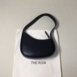 The Row Half Moon Bag in Leather Black