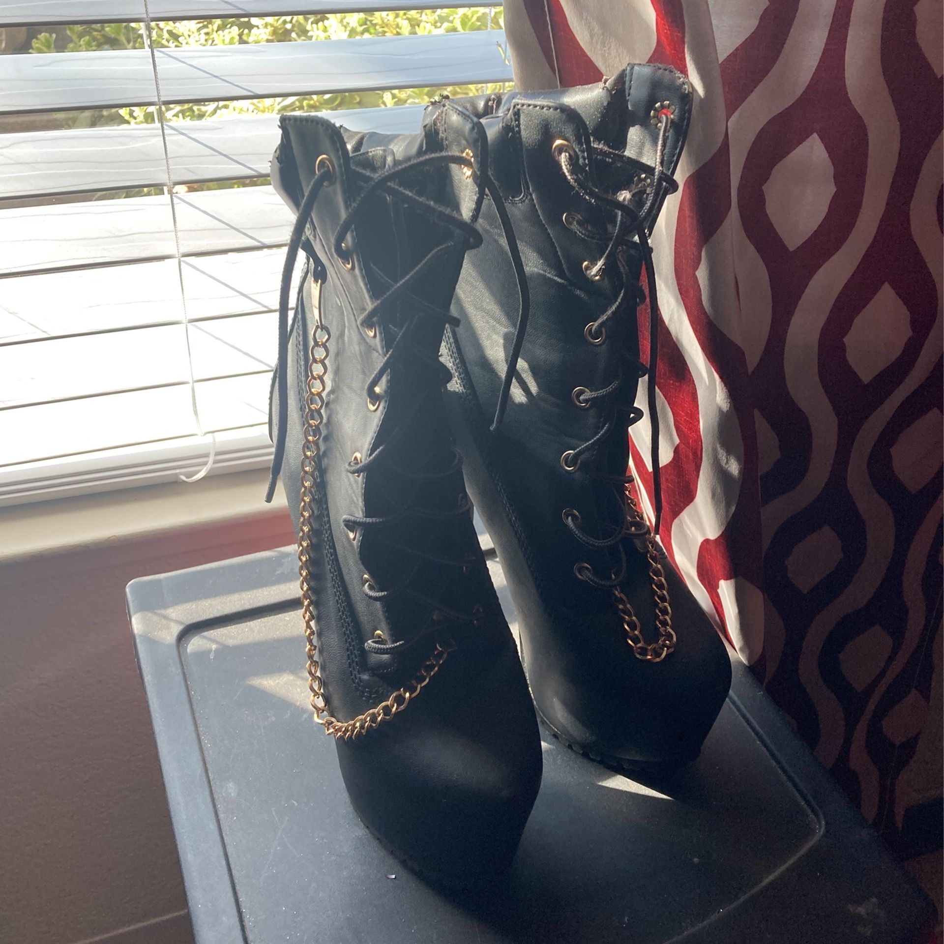 6” Black Leather Booties