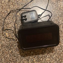 Bluetooth Wireless Speaker Dual Alarm Clock with USB Charger, Built-In Speakerphone Microphone, LED Display, and Battery Backup