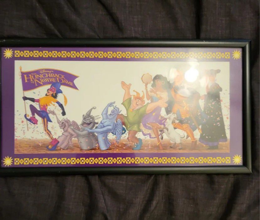 1996 Disney Hunchback of Notre Dame 16"x8" Lithograph Special Edition Framed 