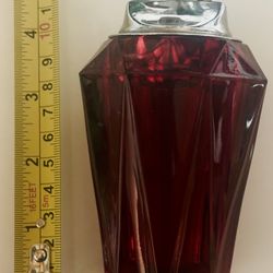 Vintage Viking Glass Ruby Red Diamond Point Table Lighter 4.5"