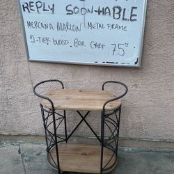 2 Tier Wood Bar Cart Carrito De Barra Con Llantas 