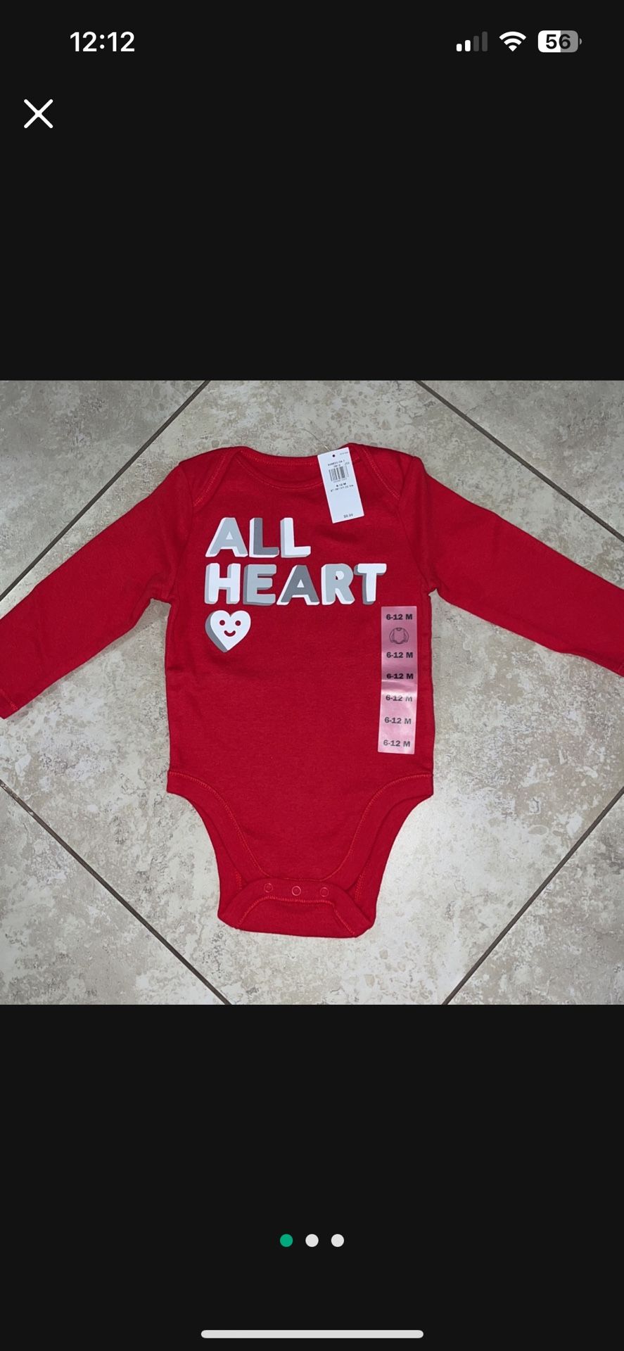Old Navy Baby Boy’s / Girl’s All Heart Onesie, Size 6-12 Months