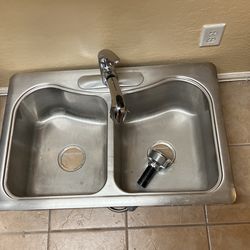 Aluminum Kitchen Dual Sink With Faucet 