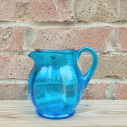 Small Blue Glass Pitcher 