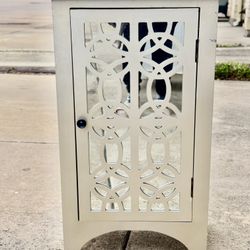 Mirrored Accent Cabinet / Side Table – Gray Storage