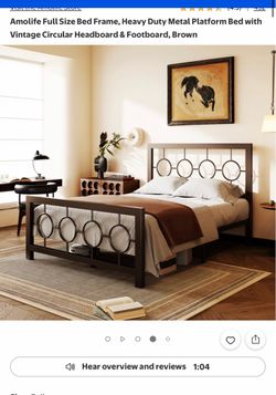 Amolife Full Size Metal Platform Bed Frame Brown