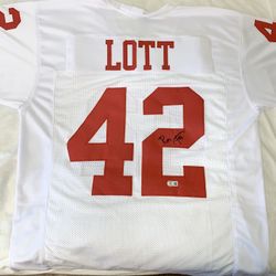 Ronnie Lott Autographed SF 49ers Custom XL Jersey Beckett COA