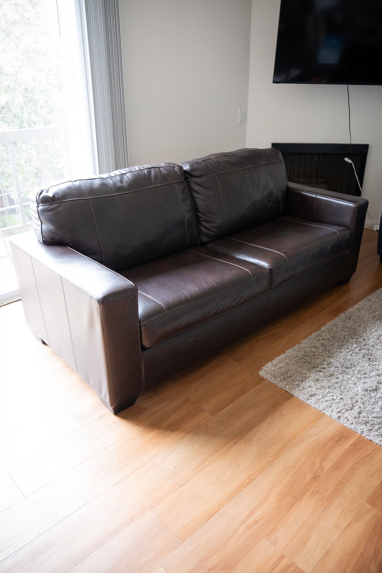 Brown leather couch