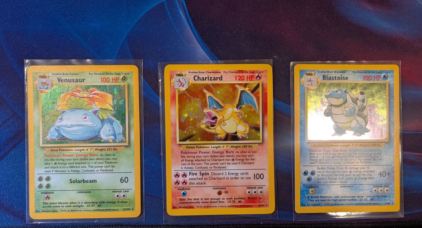 Charizard 4/102, Blastoise 2/102, Venusaur 15/103 Pokemon Base Set (Big 3) Holo