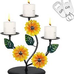 Sunflower Black Candle Holders