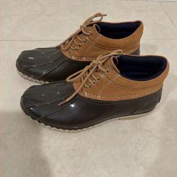 Tommy Hilfiger Women's Size 6 Rain Boots  Snow Duck Booties Brown & Tan