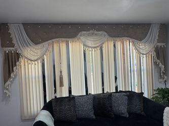 Decorative Swag Valance Curtain Set with Tassel Trim