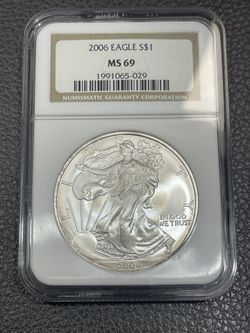 2005 American Silver Eagle coin, certified and graded as Mint
