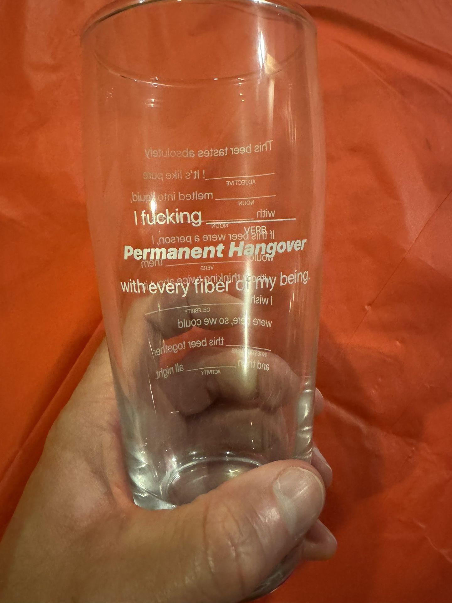 Permanent Hangover Madlibs Beer Glass
