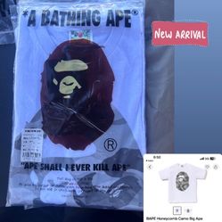 Bape honeycomb big ape head tee white/ grey