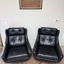Restoration Hardware 2 Leather Swivel Chairs